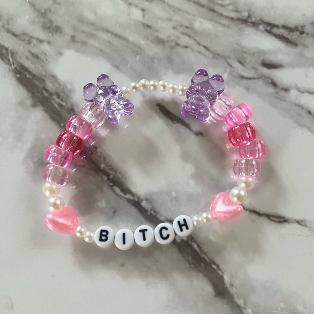 Gummy Bear, Immitation Pearl, and Kandi Bead Stretch Bracelet